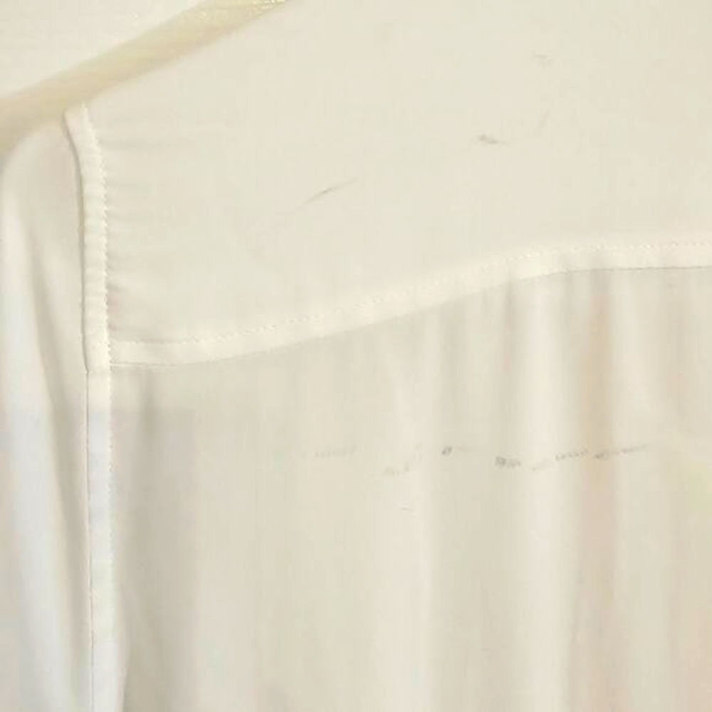 White House Black Market White High Low Tunic Blouse 10 Buttons Office Pockets - Picture 9 of 10